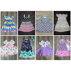 Baby Girls Boutique Dress Lot Unicorn Tutu Tie Dye